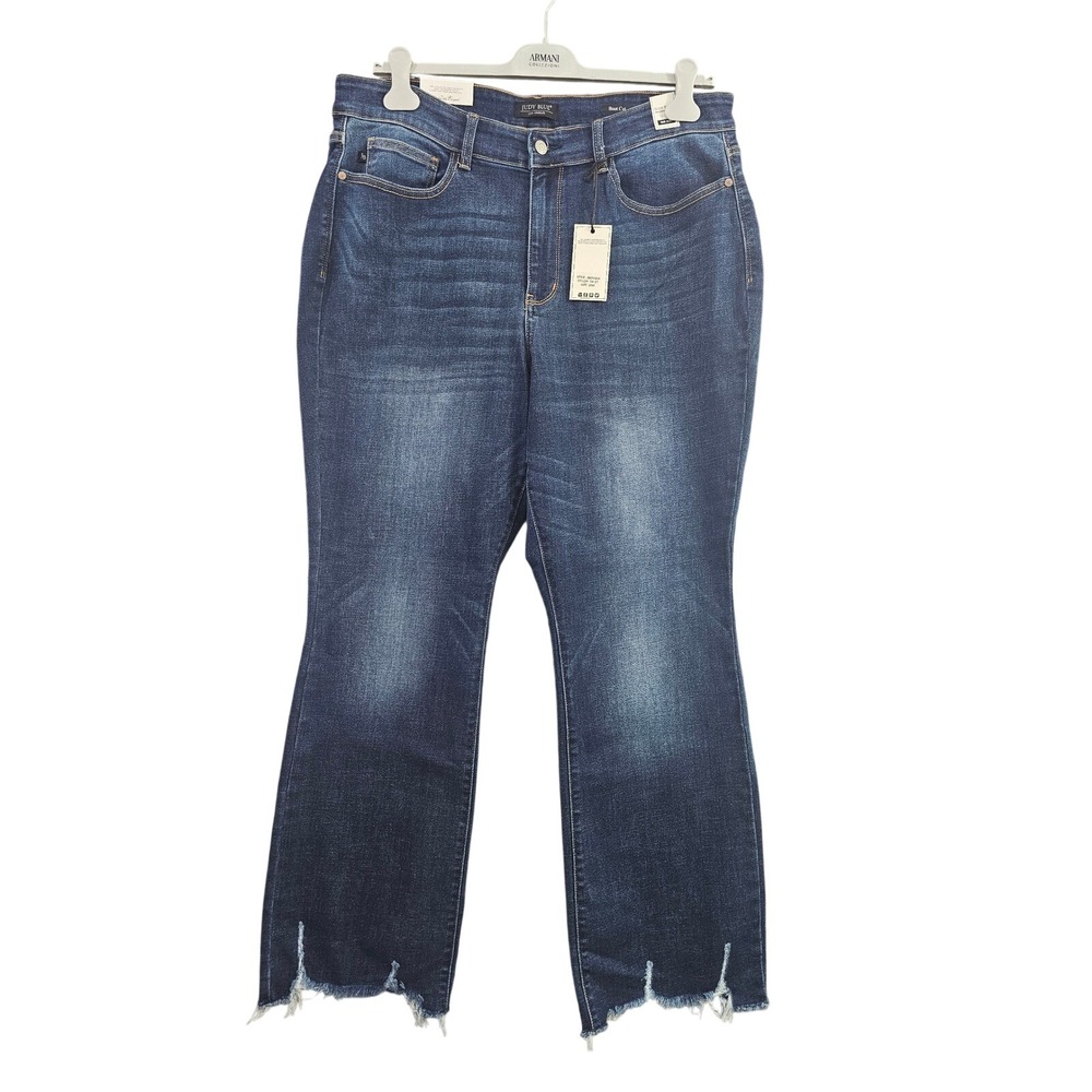 Judy Blue Bootcut Jeans Women 20W Dark Wash Raw Hem Mid Rise Denim JB82519DK NWT